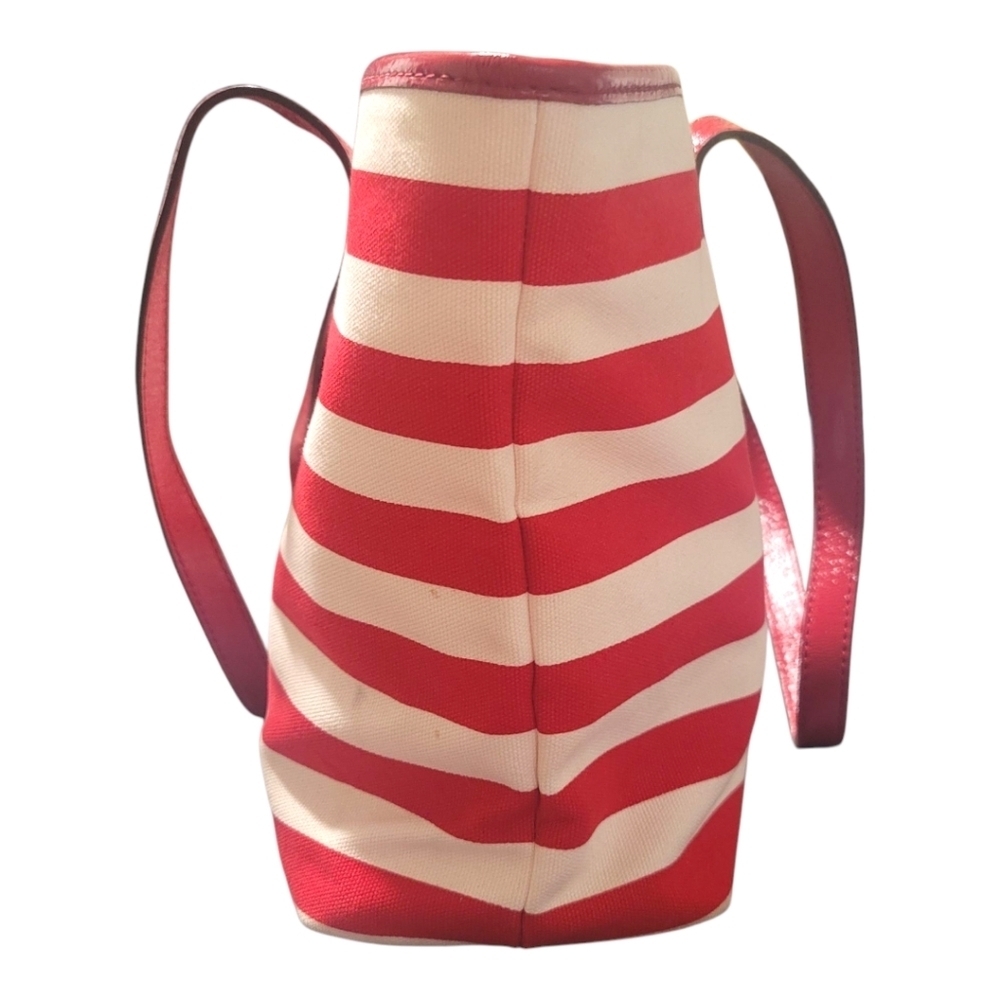Michael Kors Canvas Red And White Striped Tote Bag, Pre-owned - Picture 3 of 11